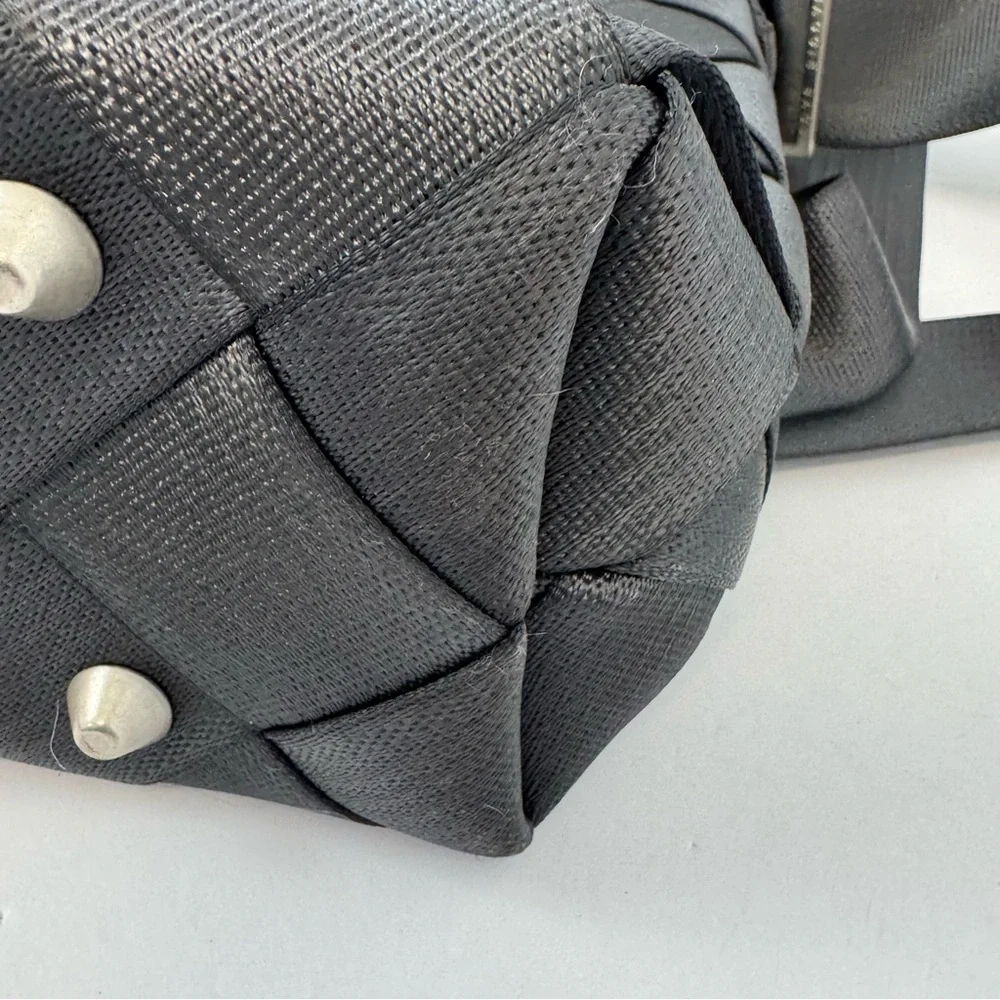 Maggie Bags Recycled Woven Seatbelt Shoulder‎ Bag Black/Deep Plum